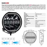 Thumbnail for Go Rhino Xplor Blackout Series Maxline LED Hi/Low Beam w/Multi DRL (Surface Mount) 9in. - Blk