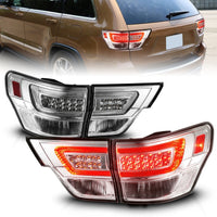 Thumbnail for ANZO 11-13 Jeep Grand Cherokee LED Taillights w/ Lightbar Chrome Housing/Clear Lens 4pcs