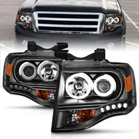 Thumbnail for ANZO 2007-2014 Ford Expedition Projector Headlights w/ Halo Black