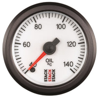 Thumbnail for Autometer Stack 52mm 40-140 Deg C 1/8in NPTF Male Pro Stepper Motor Oil Temp Gauge - White