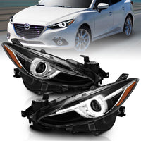 Thumbnail for ANZO Projector Headlights With Halo Black w/Amber 14-17 Mazda 3