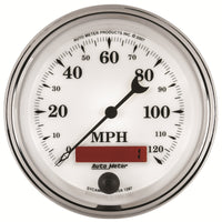 Thumbnail for AutoMeter Gauge Speedometer 3-3/8in. 120MPH Elec. Prog. W/ Lcd Odo Old Tyme Wht II