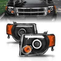 Thumbnail for ANZO 2008-2012 Ford Escape Projector Headlights w/ Halo Black