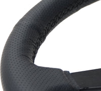 Thumbnail for NRG Sport Steering Wheel (350mm / 1.5in Deep) Black Leather Black Stitch w/Matte Black Solid Spokes