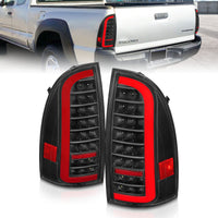 Thumbnail for ANZO 05-15 Toyota Tacoma Full LED Tail Lights w/Light Bar Sequential Black Housing Clear Lens