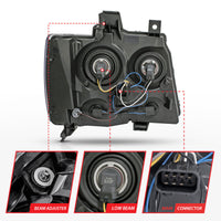 Thumbnail for ANZO 2007-2014 Chevrolet Tahoe/Suburban Crystal Headlights Black