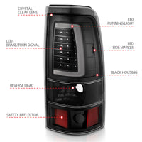 Thumbnail for ANZO 1999-2002 Chevy Silverado 1500 LED Taillights Plank Style Black w/Clear Lens