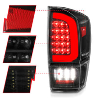 Thumbnail for ANZO 16-21 Toyota Tacoma LED Tail Lights - w/ Light Bar Sequential Black Housing & Clear Lens