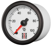 Thumbnail for Autometer Stack 52mm 0-100 PSI 1/8in NPTF Male Pro Stepper Motor Oil Pressure Gauge - White