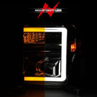 Thumbnail for ANZO 08-10 Ford F-250 - F-550 Super Duty Projector Headlights w/ Light Bar Switchback Chrome Housing