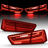 Thumbnail for ANZO 2012-2018 Audi A6 LED Taillight Black Housing Red/Clear Lens 4 pcs (Sequential Signal)
