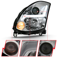 Thumbnail for ANZO 2003-2007 Infiniti G35 Projector Headlight Plank Style Black (HID Compatible, No HID Kit )