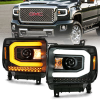 Thumbnail for ANZO GMC SIERRA 1500 14-15 2500H/15-19 Projector Headlight Plank Style Black w/ Switchback (Halogen)