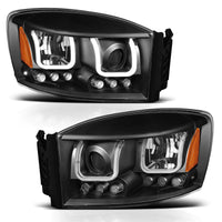 Thumbnail for ANZO 2006-2008 Dodge Ram 1500 Projector Headlights w/ U-Bar Black