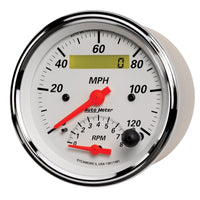 Thumbnail for AutoMeter Gauge Tach/Speedo 3-3/8in. 120MPH & 8K RPM Elec. Program. Arctic White