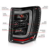 Thumbnail for ANZO 1999-2004 Jeep Grand Cherokee LED Tail Lights w/ Light Bar Black Housing Clear Lens