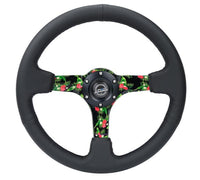 Thumbnail for NRG Reinforced Steering Wheel (350mm/ 3in. Deep) Matte Black Spoke/Black Leather/ Yellow Center