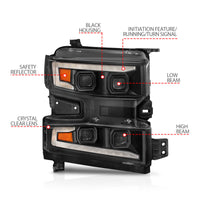 Thumbnail for ANZO 19-22 Chevrolet Silverado 1500 LED Proj HL w/Lgt Bar SwBk Seq. Blk w/In. Light - Passenger Side