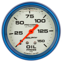 Thumbnail for Autometer Ultra-Nite 2-5/8in 0-150 PSI Liquid Filled Mechanical Glow In Dark Oil Pressure Gauge