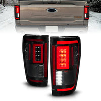 Thumbnail for ANZO 21-23 Ford F-150 LED Taillights Seq. Signal w/BLIS Cover - Black Smoke