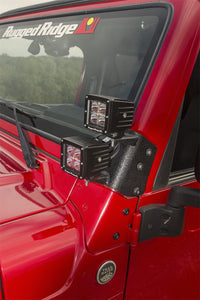 Thumbnail for Rugged Ridge 97-06 Jeep Wrangler TJ Textured Black Dual A-Pillar Light Mount