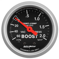 Thumbnail for Autometer Sport-Comp 52mm 60 cm/Hg-2.0 Kg/Cm2 Mechanical Boost Gauge