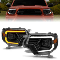 Thumbnail for ANZO 12-15 Toyota Tacoma Projector Headlights - w/ Light Bar Switchback Black Housing