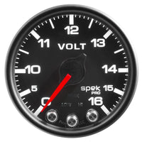 Thumbnail for Autometer Spek-Pro Gauge Voltmeter 2 1/16in 16V Stepper Motor W/Peak & Warn Blk/Blk