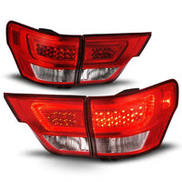Thumbnail for ANZO 11-13 Jeep Grand Cherokee LED Taillights w/ Lightbar Chrome Housing Red/Clear Lens 4pcs