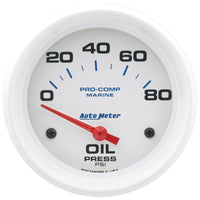 Thumbnail for Autometer Marine White 2-5/8in 80PSI Electric Oil Pressure Gauge