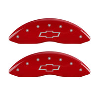 Thumbnail for MGP 4 Caliper Covers Engraved Front & Rear Bowtie Red finish silver ch