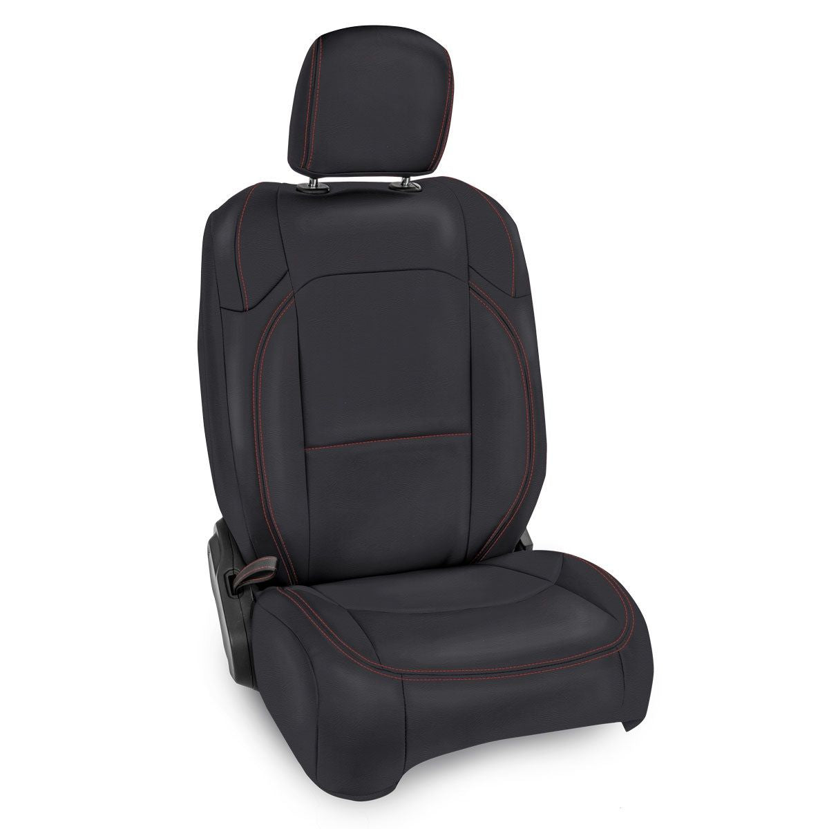 PRP 2018+ Jeep Wrangler JL/2 Door/ Non-Rubicon Front Seat Covers (Pair) - Black w/ Red Stitching