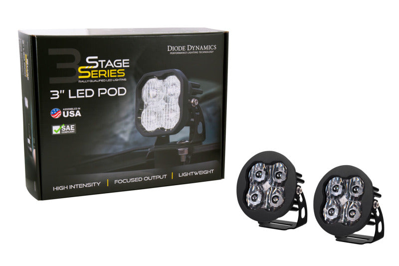 Diode Dynamics SS3 LED Pod Max - White SAE Fog Round (Pair)
