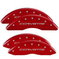 Thumbnail for MGP 4 Caliper Covers Engraved Front & Rear C6/Corvette Red finish silver ch
