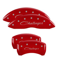 Thumbnail for MGP 4 Caliper Covers Engraved Front & Rear Cursive/Challenger Red finish silver ch