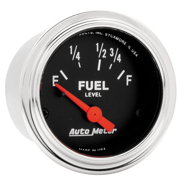 Autometer Traditional Chrome 52mm Short Sweep Electrical Fuel Level Gauge