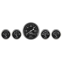 Thumbnail for Auto Meter Gauge Kit 5 pc. 3 3/8in & 2 1/16in Elec. Speedometer Old Tyme Black