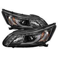 Thumbnail for Spyder Honda Accord 2013-2015 4DR Projector Headlights Light Bar DRL Black PRO-YD-HA13-LBDRL-BK
