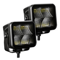 Thumbnail for Go Rhino Xplor Blackout Series Cube LED Flood Light Kit (Surface/Threaded Stud Mnt) 3x3 - Blk (Pair)