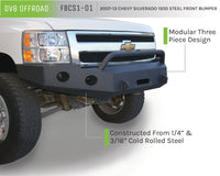 Thumbnail for DV8 Offroad 07-13 Chevrolet Silverado 1500 Front Bumper - Black Powdercoat