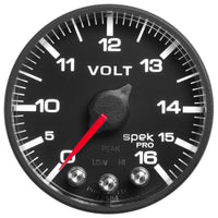 Thumbnail for AutoMeter Gauge Voltmeter 2-1/16in. 16V Stepper Motor W/Peak & Warn Blk/Blk Spek-Pro