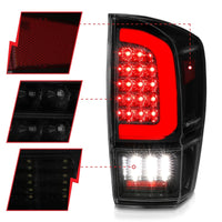 Thumbnail for ANZO 16-21 Toyota Tacoma LED Tail Lights - w/ Light Bar Sequential Black Housing & Smoke Lens