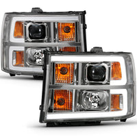 Thumbnail for ANZO 2007-2013 Gmc Sierra 1500 Projector Headlight Plank Style Chrome w/ Clear Lens Amber