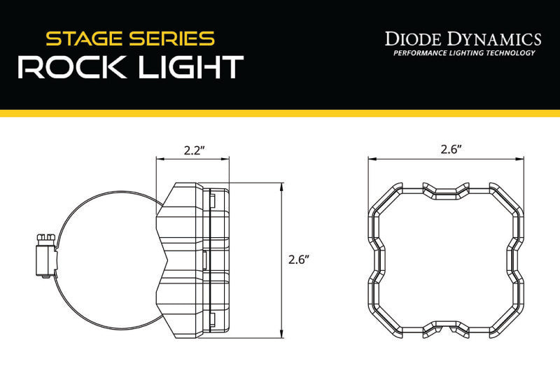 Diode Dynamics Stage Series Rock Light Tube Mount Adapter Kit (one)