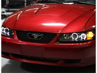 Thumbnail for Spyder Ford Mustang 99-04 Projector Headlights LED Halo Black High H1 Low H1 PRO-YD-FM99-1PC-AM-BK