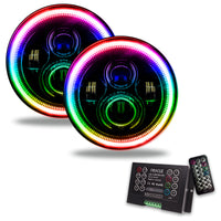 Thumbnail for Oracle 7in High Powered LED Headlights - Black Bezel - ColorSHIFT 2.0 SEE WARRANTY