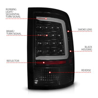 Thumbnail for ANZO 09-18 Dodge Ram 1500 Full LED Tailights w/ Sequential Black Housing/Smoke Lens