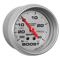 Thumbnail for AutoMeter Marine Vac/Boost Gauge 2 5/8in  30INHG 30PSI Mechanical- Silver