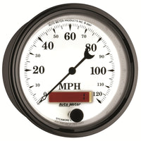 Thumbnail for AutoMeter Gauge Speedometer 3-3/8in. 120MPH Elec. Prog. W/ Lcd Odo Old Tyme Wht II
