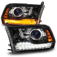 Thumbnail for Anzo 09-18 Dodge 1500-3500 LED Plank Style Headlights w/Switchback+Sequential Hyper Black (OE Style)